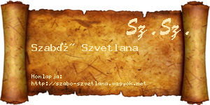 Szabó Szvetlana névjegykártya